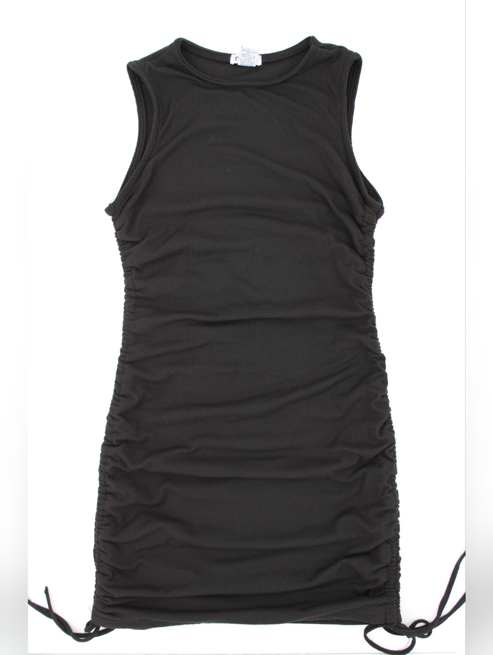Rue21 Black Ribbed Ruched Midi Dress Tank Style Size S - Picture 3 of 5